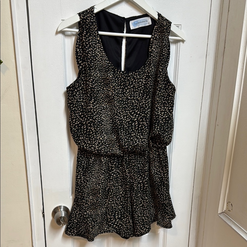 Black and White Sleeveless Mini Romper for Summer Cocktail Nights large